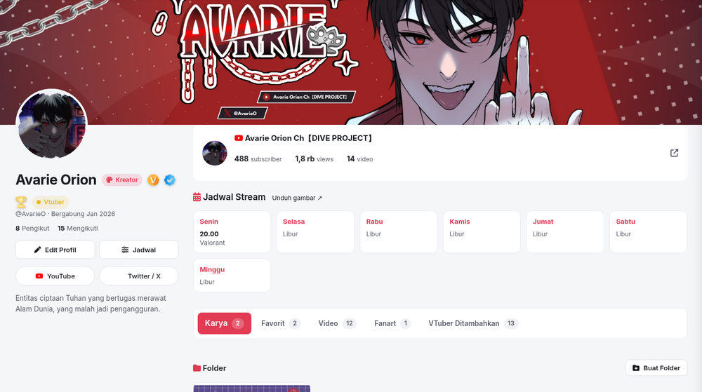 Cuplikan fitur VTuber Terverifikasi